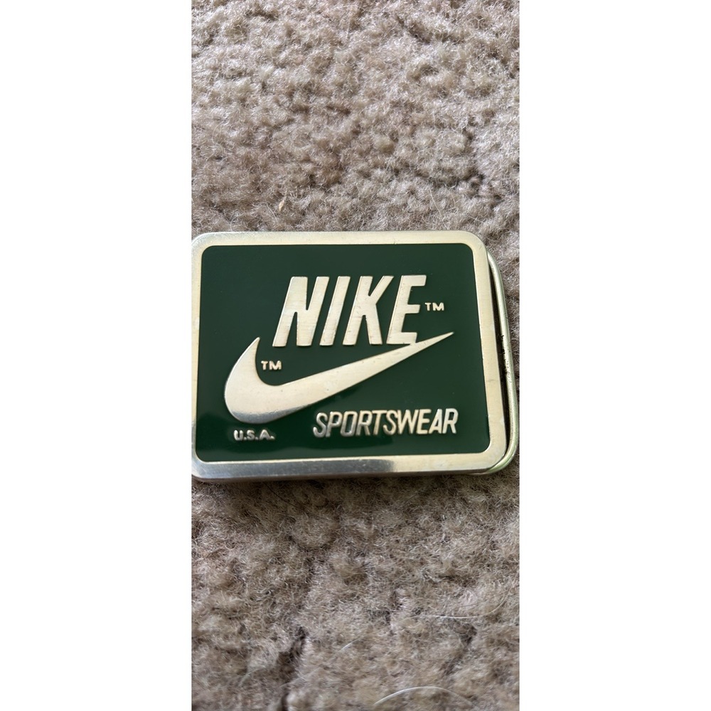 Vtg 1978 Nike Sportswear Orange Label Belt Buckle Green Enamel Ron Skide Nelson